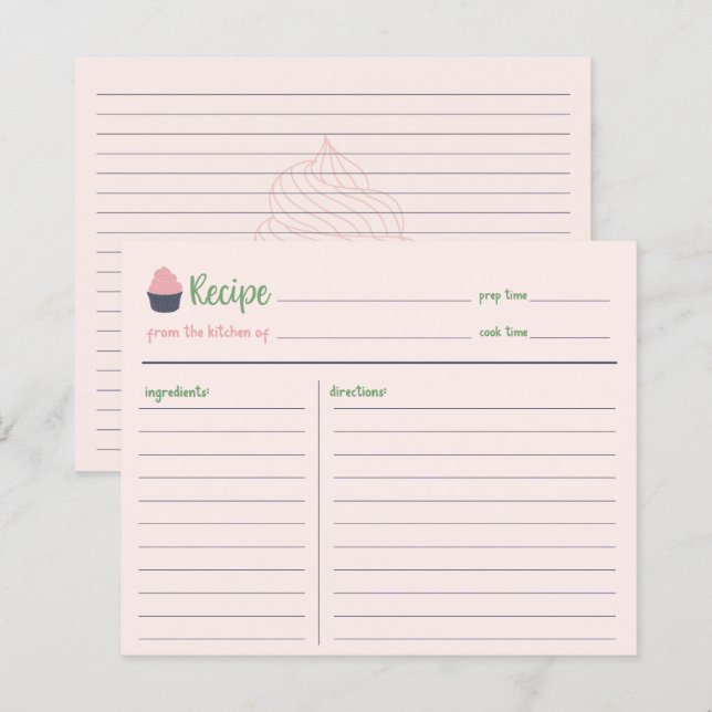 Sweet Cupcake Backfamilie Rezept Karte (Vorne/Hinten)