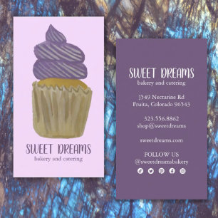 Sweet Cupcake Catering Bäckerei Lila soziale Symbo Visitenkarte