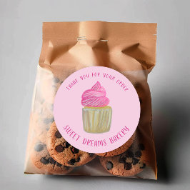 Sweet Cupcake Catering Bäckerei Pink BESTELLUNG DA Runder Aufkleber