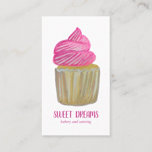 Sweet Cupcake Catering Bäckerei Pink CUSTOM Visitenkarte (Vorderseite)