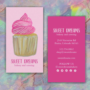 Sweet Cupcake Catering Bäckerei Pink Soziale Symbo Visitenkarte