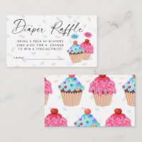 Sweet Cupcake Gender Reveal Diaper Raffle Ticket