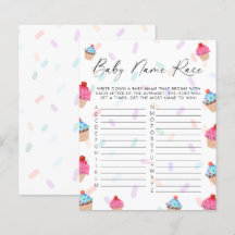 Sweet Cupcake Gender Reveal Game Baby Name