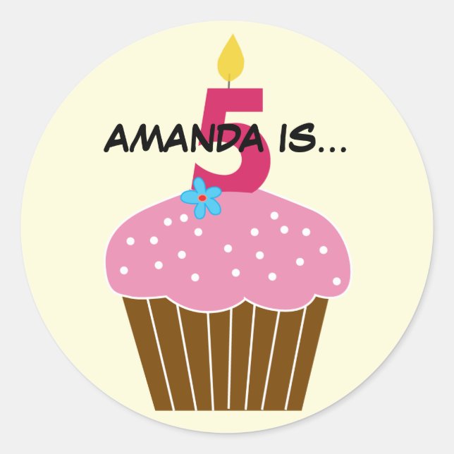 Sweet Cupcake Sticker cinquième anniversaire (Devant)
