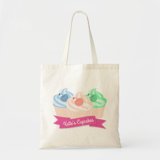 Sweet Cupcake Trio Personalisiert Tragetasche (Vorne)