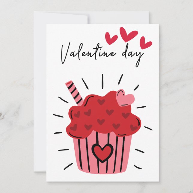 Sweet Cupcake Valentine's Day Invitation modifiabl (Devant)