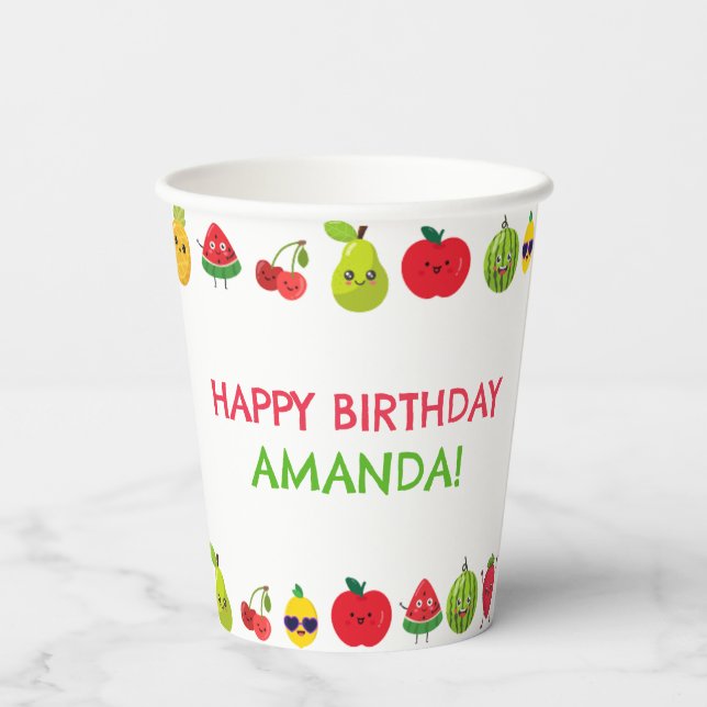 Sweet Cute Fruit Funny Kids Birthday Party  Pappbecher (Rückseite)