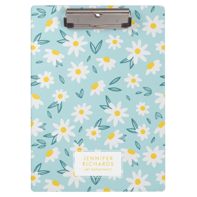 Sweet Daisies Muster Personalisiert Klemmbrett (Vorderseite)