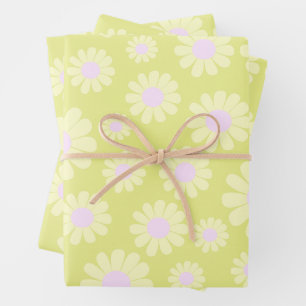 Sweet Daisy Baby Pastell Grün Gelb Rosa Geschenkpapier Set