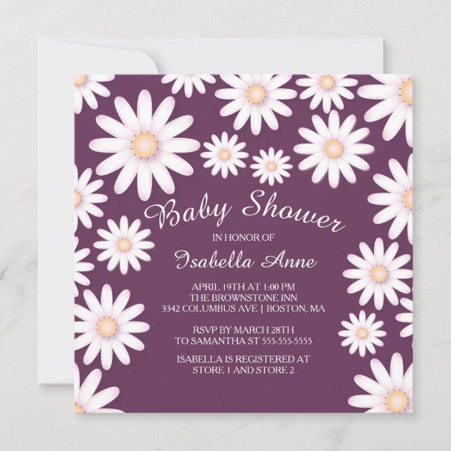 Sweet Daisy Baby Shower Einladung (Vorderseite)