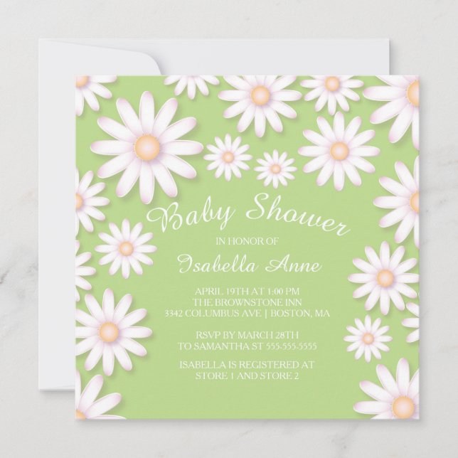 Sweet Daisy Neutral Baby Shower Einladung (Vorderseite)