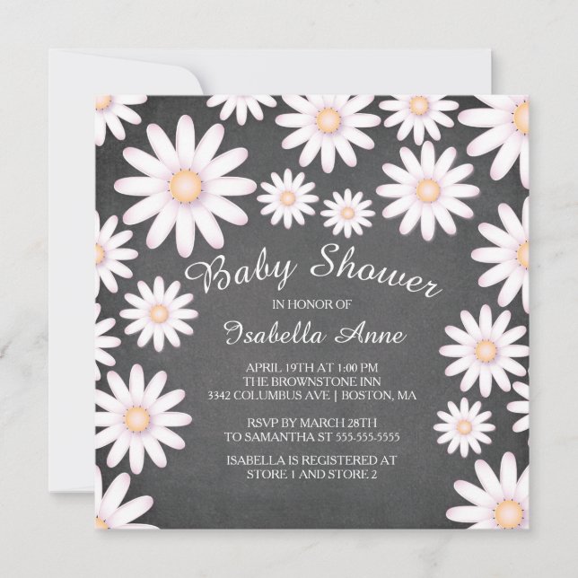 Sweet Daisy Neutral Baby Shower Einladung (Vorderseite)