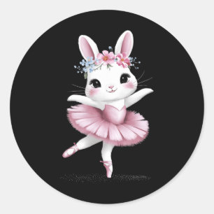 Sweet Dancing Ballerina Bunny Ballet Rabbit Girl E Runder Aufkleber