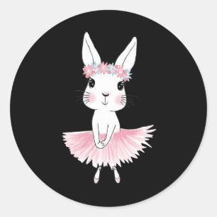 Sweet Dancing Ballerina Bunny Ballet Rabbit Girl F Runder Aufkleber