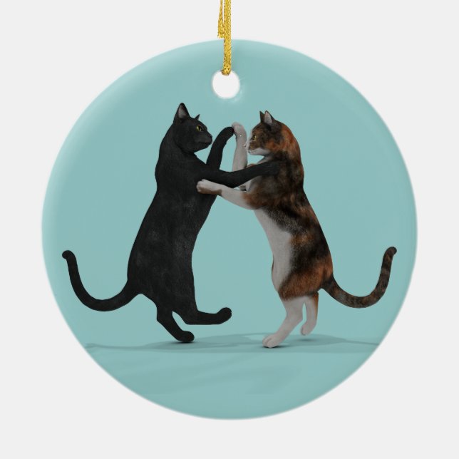 Sweet Dancing Cats Keramik Ornament (Hinten)