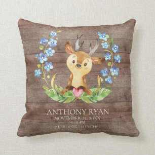 Sweet Deer Baby Birth Stats Pillow Kissen