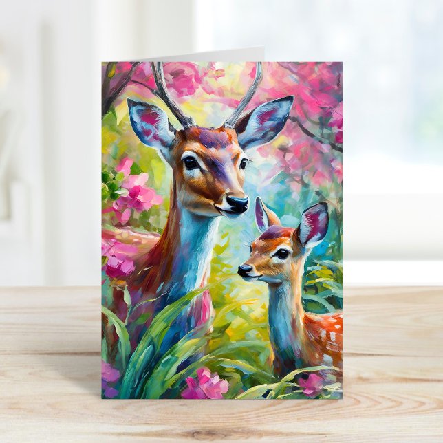 Sweet Deer Colorful Moderne Abstrakte Kunst Karte (Von Creator hochgeladen)