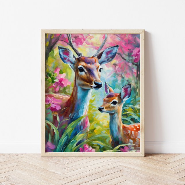Sweet Deer Colorful Moderne Abstrakte Kunst Poster (Von Creator hochgeladen)