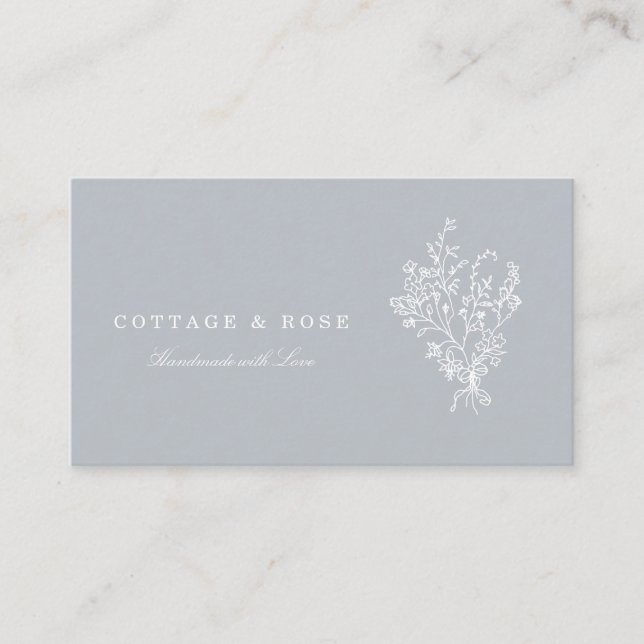 Sweet Delicate Shabby Hütte White Floral Bouquet Visitenkarte (Vorderseite)