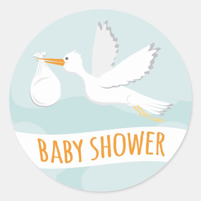 Sweet Delivery Stork Baby Shower Sticker (Vorderseite)