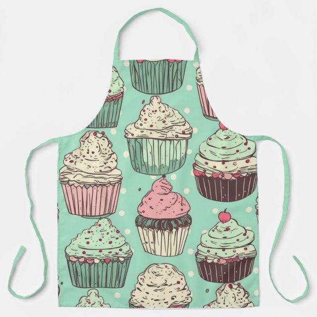 Sweet Dessert Schürze mit Niedlichem Cupcake Muste (Vorderseite)