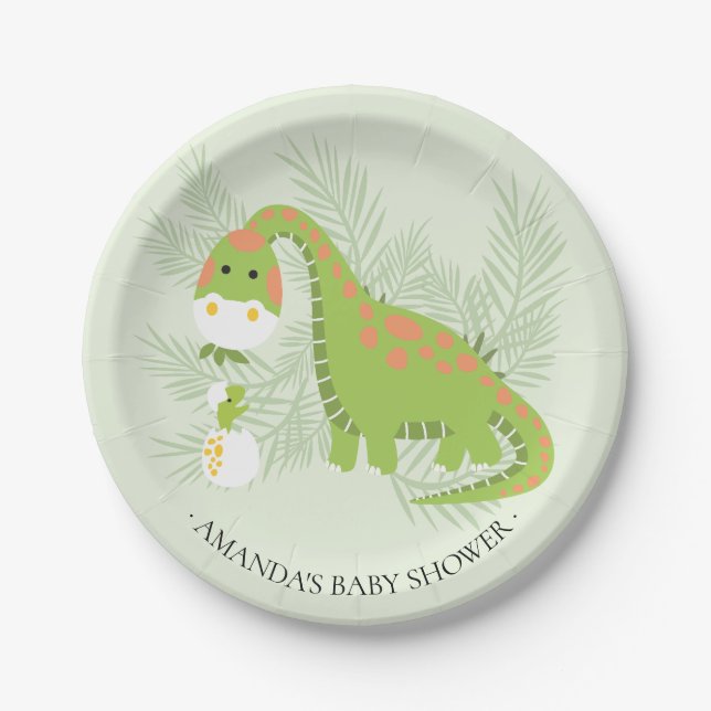 Sweet Dinosaurier Boys Baby Dusche 7" Platten Pappteller (Vorderseite)