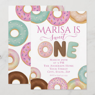 Sweet Donut Birthday | Party für farbige Kinder - Einladung