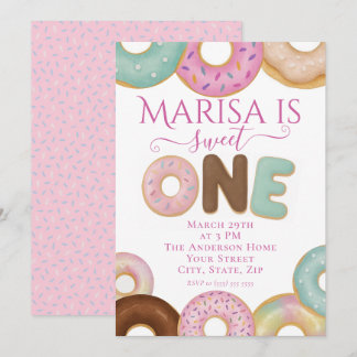 Sweet Donut Birthday | Party für farbige Kinder - Einladung