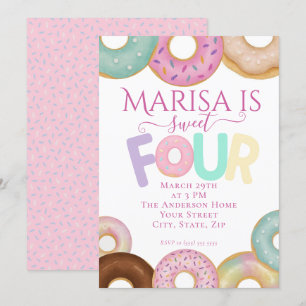 Sweet Donut Birthday Party für farbige Kinder - Einladung