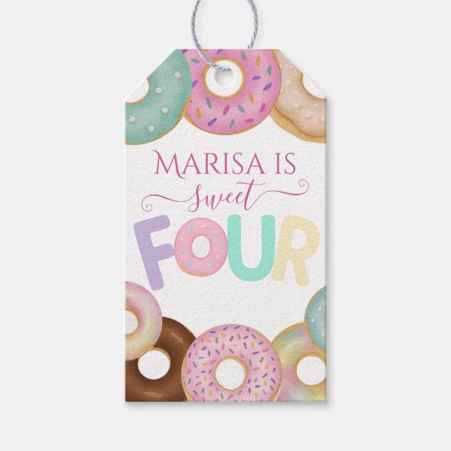 Sweet Donut Birthday | Party für farbige Kinder - Geschenkanhänger (Vorderseite)