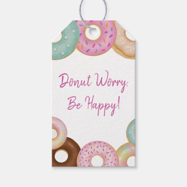 Sweet Donut Birthday | Party für farbige Kinder - Geschenkanhänger (Vorderseite)