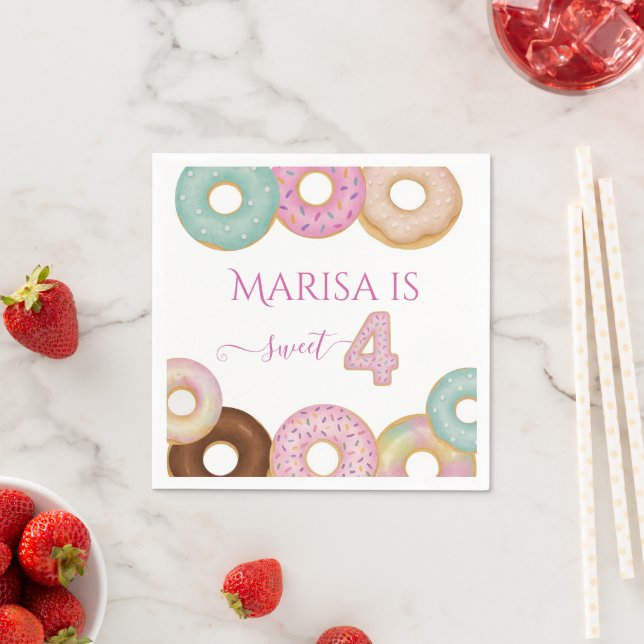 Sweet Donut Birthday | Party für farbige Kinder - Serviette (Beispiel)