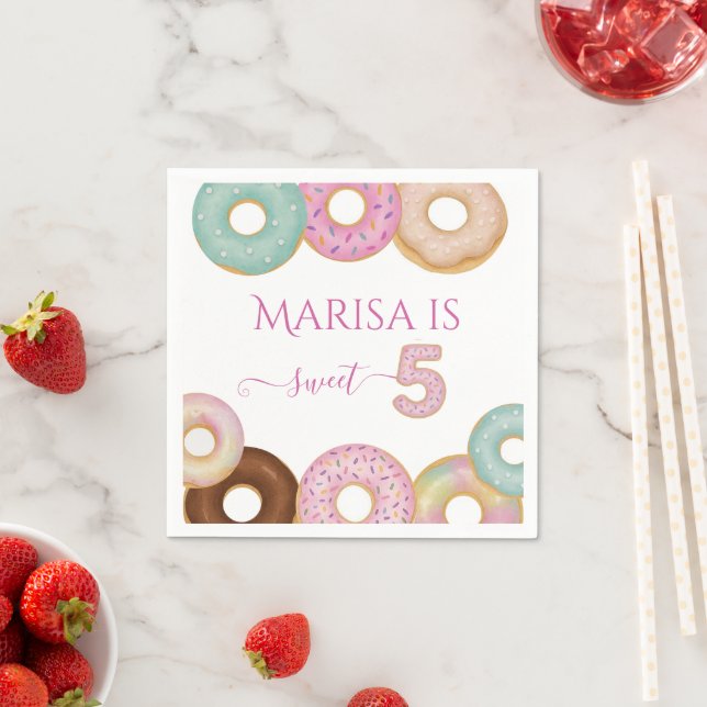 Sweet Donut Birthday | Party für farbige Kinder - Serviette (Beispiel)