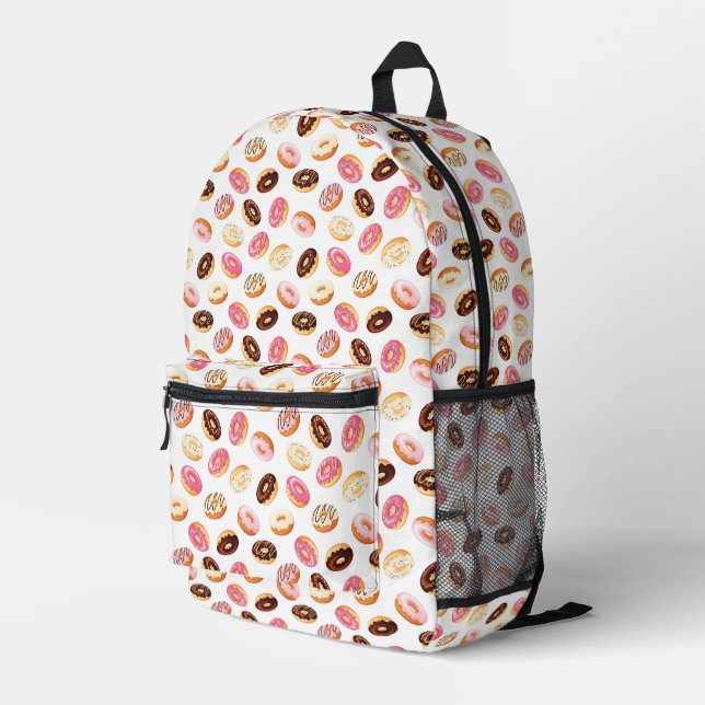 Sweet Donut Pattern Bedruckter Rucksack (Rückseitige Ecke Rechts)