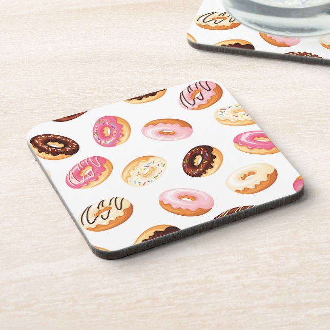 Sweet Donut Pattern Getränkeuntersetzer (Linke Seite)