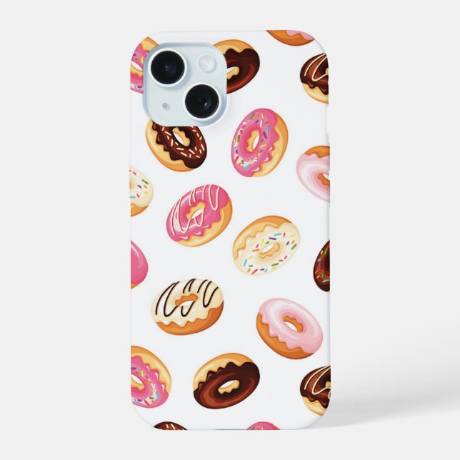 Sweet Donut Pattern iPhone 15 Hülle (Rückseite)