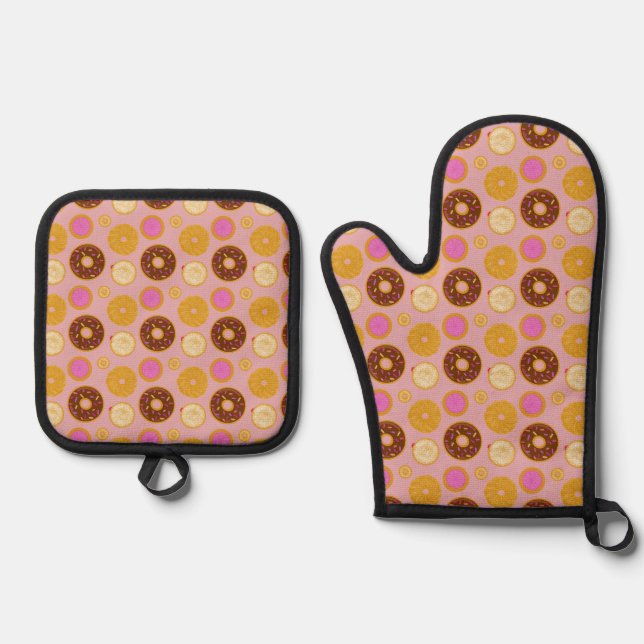 Sweet Donuts Oven Mitt & Pot Holder Set (Vorderseite)
