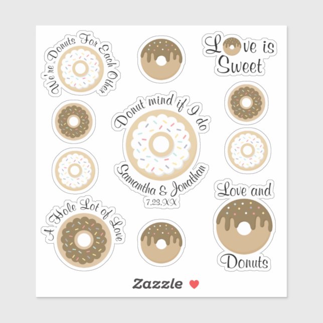 Sweet Donuts Wedding Welcome Bag Aufkleber (Blatt)
