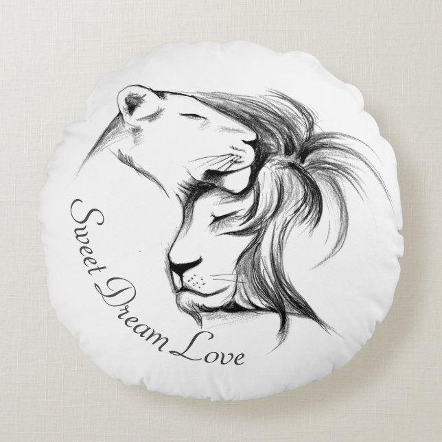 Sweet Dream Liebe Rundes Kissen (Vorderseite)