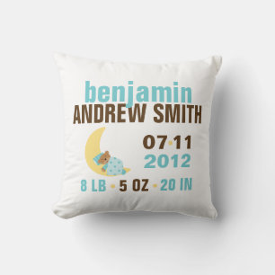 Sweet Dreams Baby Bear Birth Ankündigung {blau} Kissen