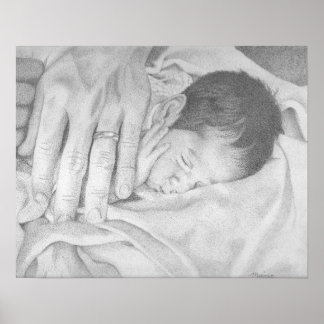 Sweet Dreams Baby Black and White Poster