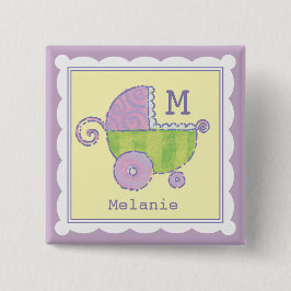 Sweet Dreams Baby Carriage Lavendel Mit Monogramm Button