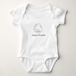 Sweet Dreams Baby - Crescent Moon & Stars Line Kun Baby Strampler