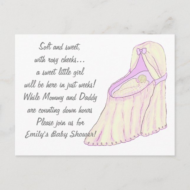 Sweet Dreams Baby Girl Shower Einladungen (Vorderseite)