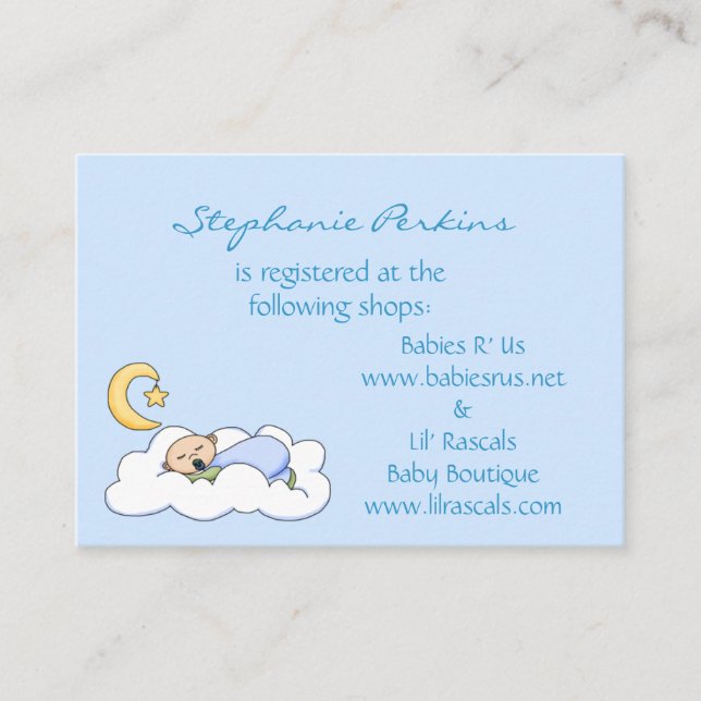 Sweet Dreams Baby Registry Cartes (Devant)