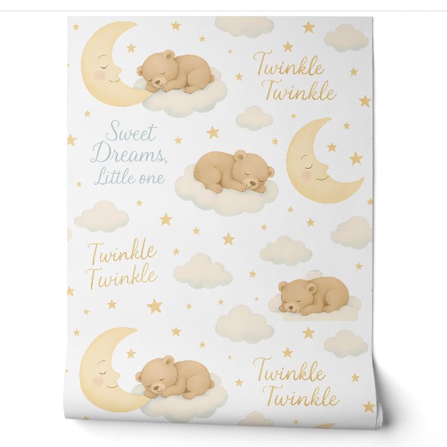 Sweet Dreams Bear Nursery Papier peint - Moon & (Déroulement)