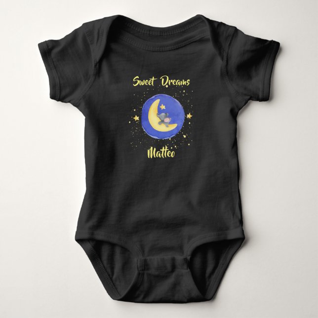 Sweet Dreams Boy Baby Elephant 2 Baby Bodysuit Baby Strampler (Vorderseite)