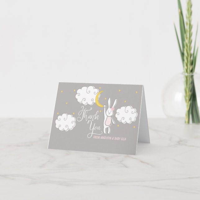 "Sweet Dreams" Bunny eingeklappt Danke Karte (Vorderseite)