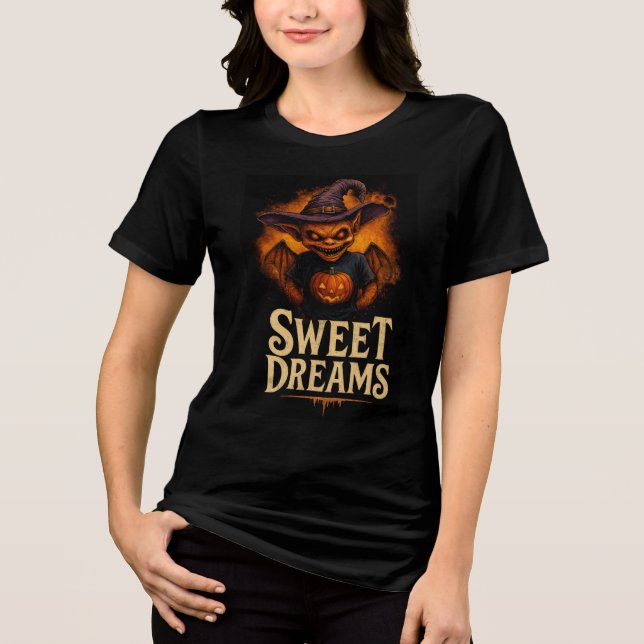 Sweet Dreams Creepy Goblin Design Tri-Blend Shirt (Vorderseite)