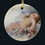 Sweet Dreams Keramik Ornament<br><div class="desc">A most beautiful and enchanting painting in the public domain of a cherub asleep on a white cloud. I have added butterflies,  and re-touched the painting and then laid it upon a vintage French post card.  © Wickedly Lovely/Julie McIver</div>